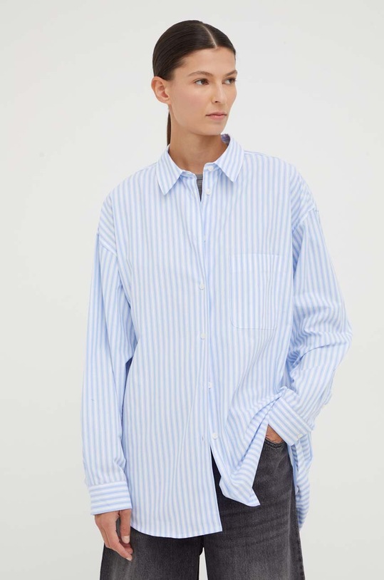 Samsoe Samsoe koszula bawełniana bawełna niebieski F00023155