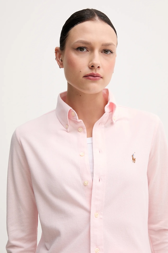 Bavlněná košile Polo Ralph Lauren růžová 211924258