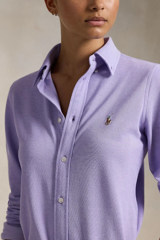 Pamučna košulja Polo Ralph Lauren casual ljubičasta 211924258