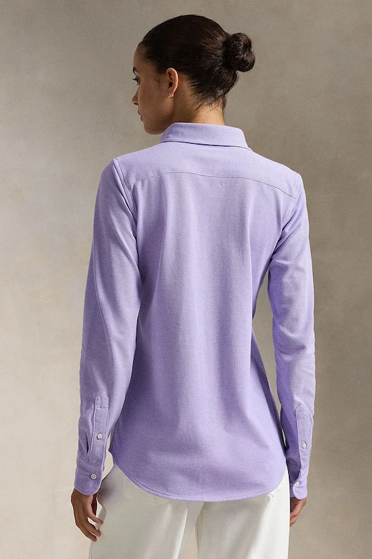 Pamučna košulja Polo Ralph Lauren 211924258 ljubičasta SS25