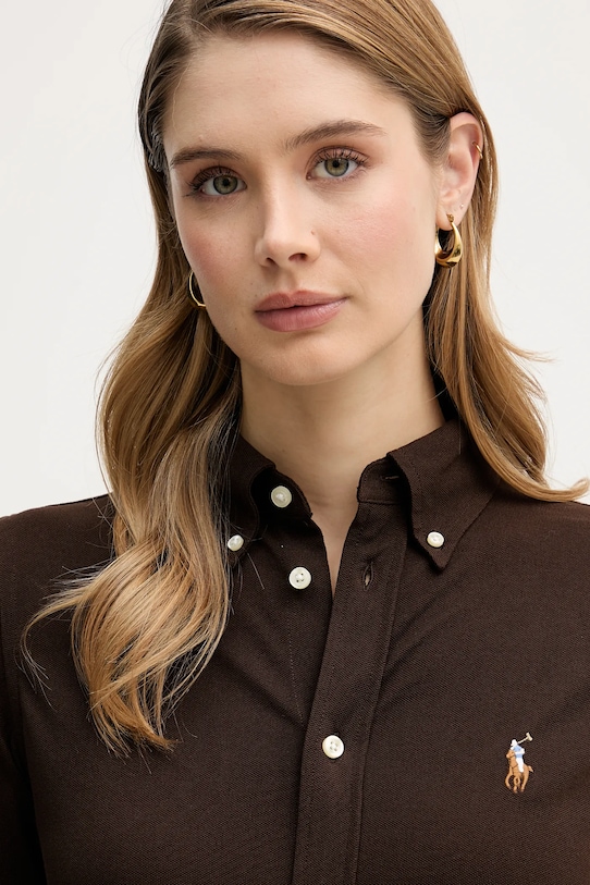 Polo Ralph Lauren koszula bawełniana brązowy 211924258