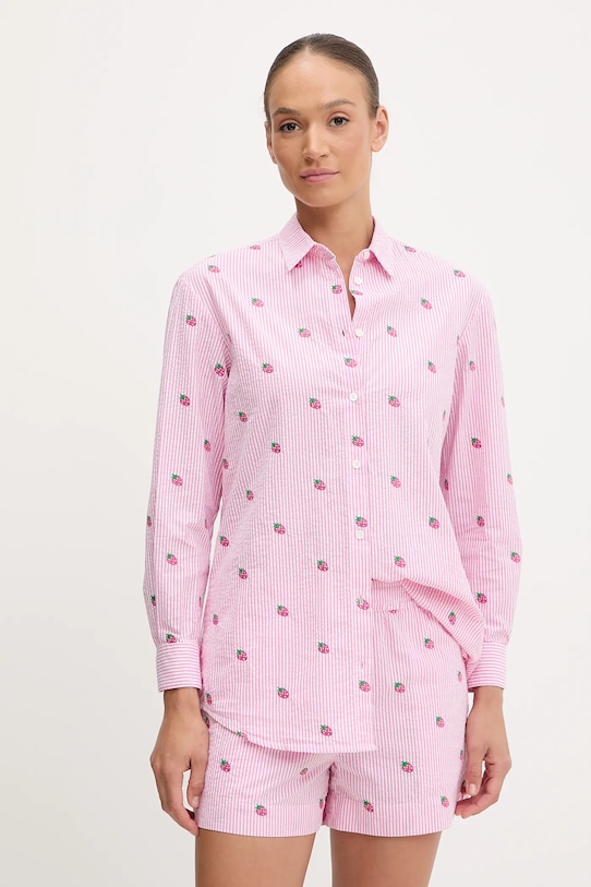 MC2 Saint Barth camicia in cotone applique rosa BRIG001