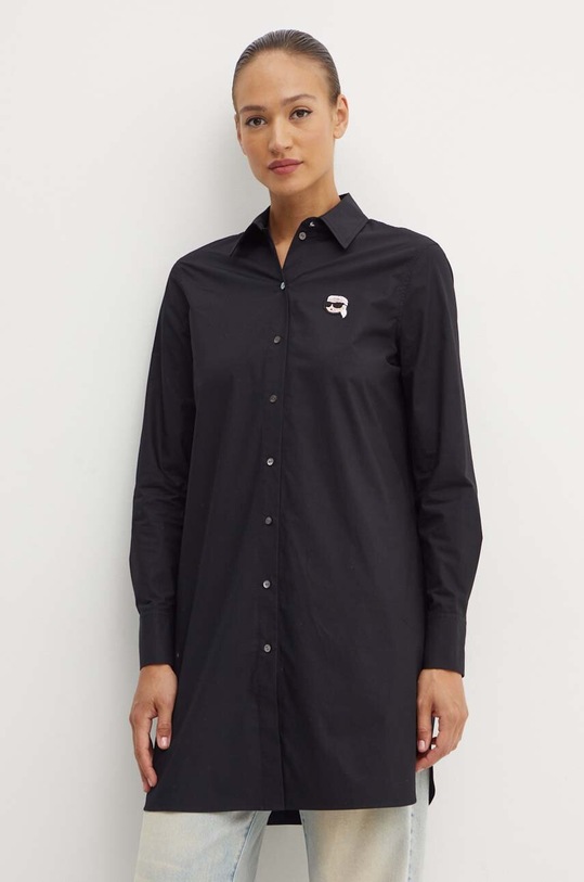Karl Lagerfeld koszula bawełniana klasyczny czarny 245W1600