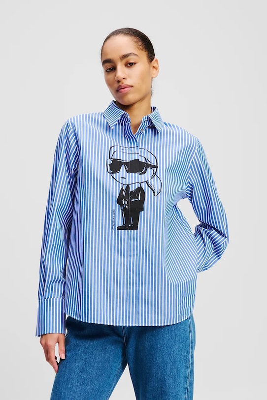 Βαμβακερό πουκάμισο Karl Lagerfeld casual μπλε A2W11031