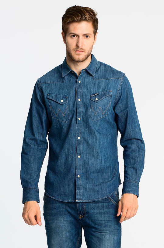 Wrangler - Koszula Western Indigo bawełna granatowy W5870O68E