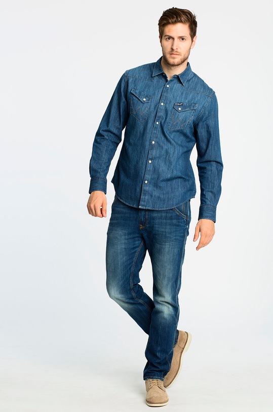 Odzież Wrangler - Koszula Western Indigo W5870O68E granatowy