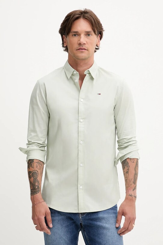 Tommy Jeans cămașă lung verde DM0DM04405