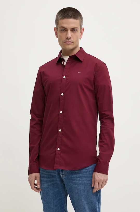 Košulja Tommy Jeans bez uzorka bordo DM0DM04405