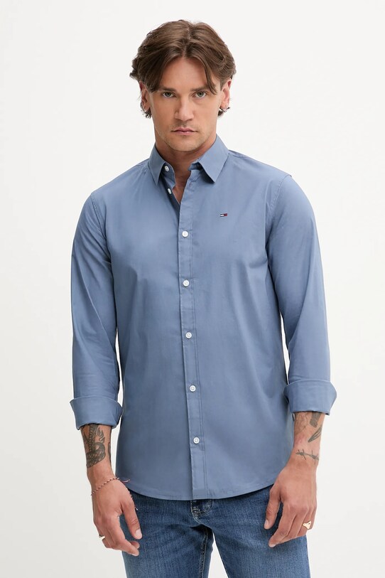 Tommy Jeans cămașă lung albastru DM0DM04405