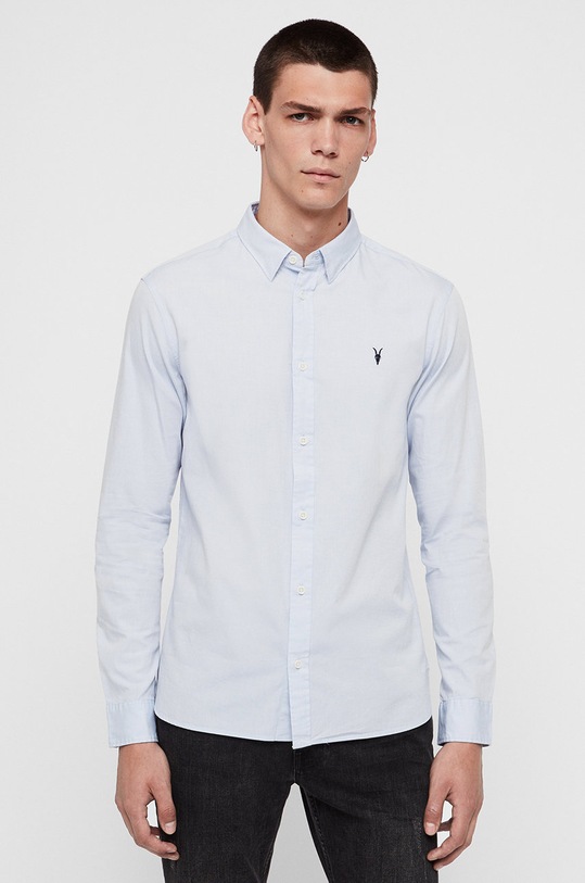 AllSaints - Košile Redondo LS Shirt hladký modrá MS120F