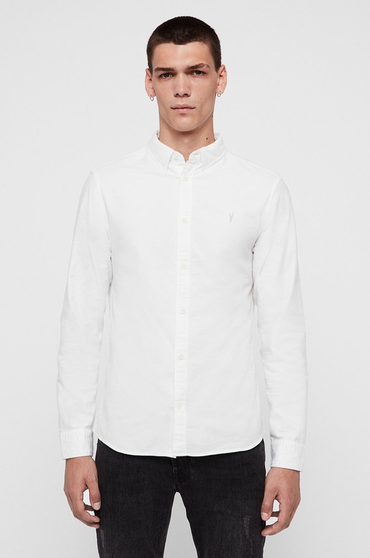 AllSaints - Košeľa Hungtingdon slim biela MS001J