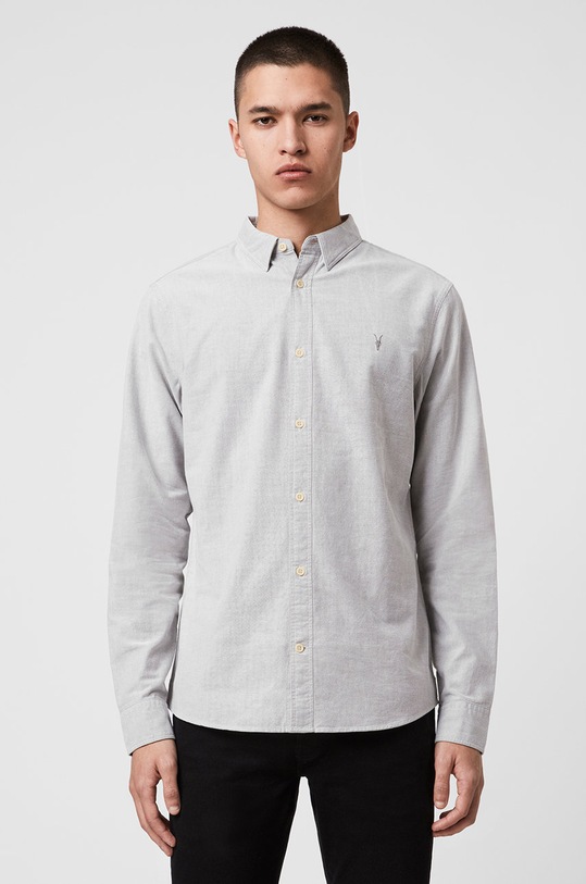 AllSaints – Koszula HUNGTINGDON LS SHIRT klasyczny szary MS001J