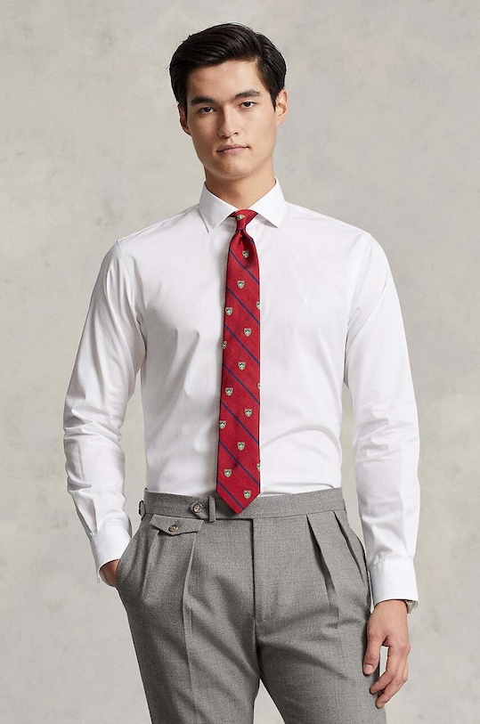 Polo Ralph Lauren - Памучна риза вталена бял 712827064002