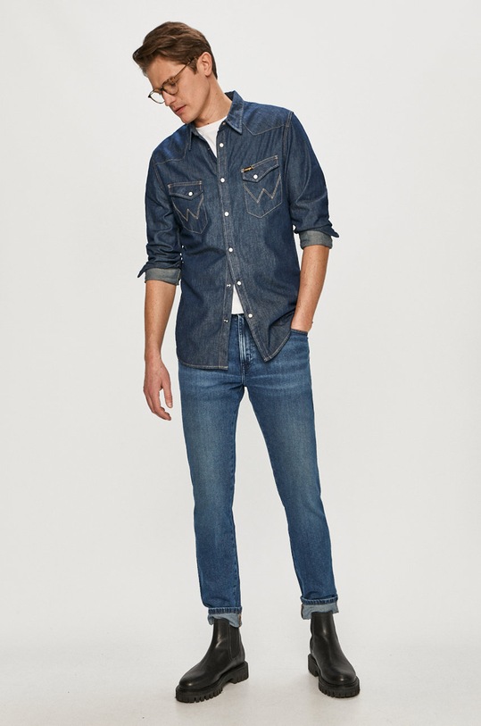 Дрехи Wrangler - Памучна риза W5F25K098 тъмносин
