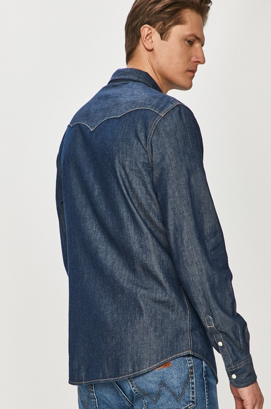 Wrangler - Camasa din bumbac bleumarin W5F25K098