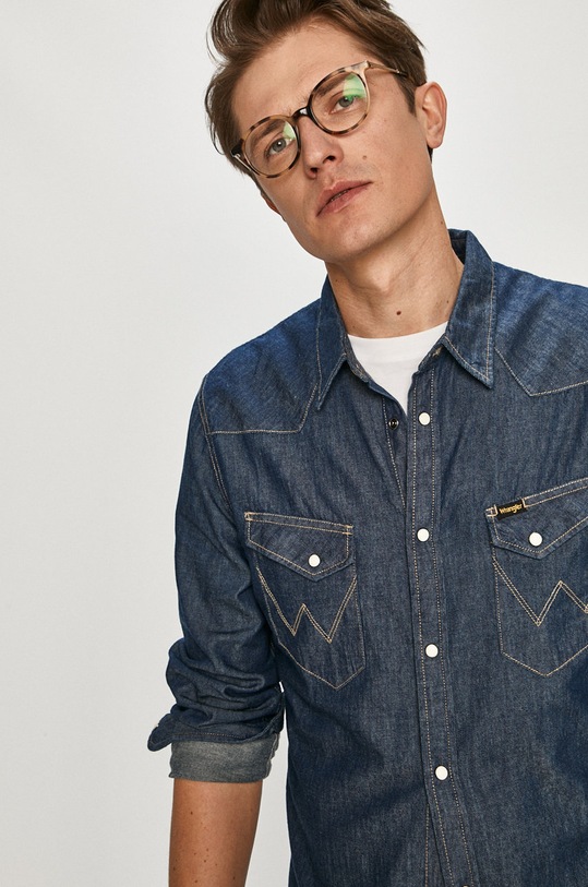 Wrangler - Памучна риза W5F25K098 тъмносин