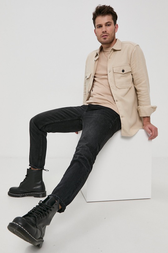 Only & Sons - Koszula bawełniana bawełna beżowy 22020603