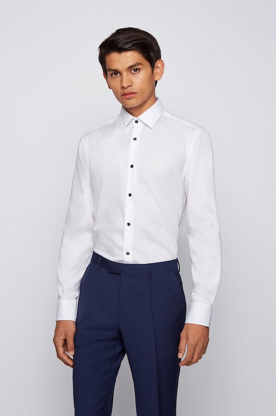 Bavlnená košeľa Boss slim biela 50447504.NOS