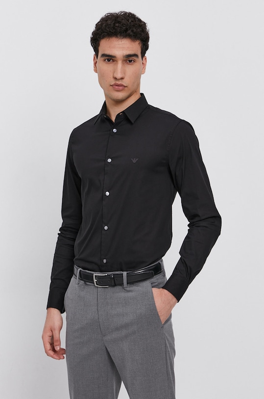 Košeľa Emporio Armani jednofarebný čierna 8N1C09.1NI9Z