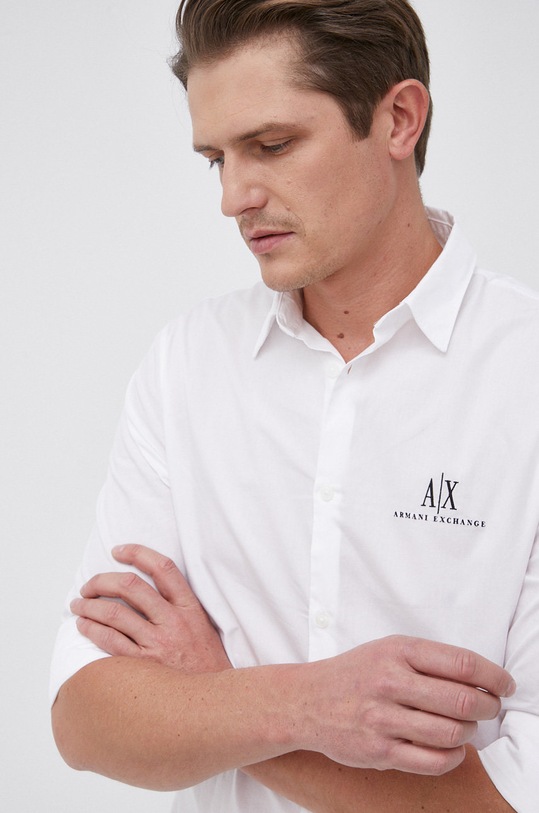 Košile Armani Exchange hladký bílá 8NZCP2.ZNBJZ.NOS