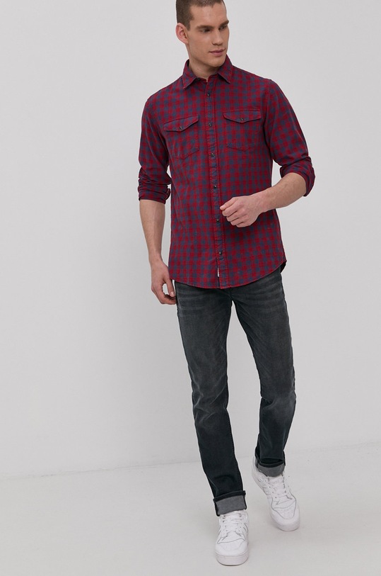 Odzież Jack & Jones Koszula bawełniana 12191874 czerwony