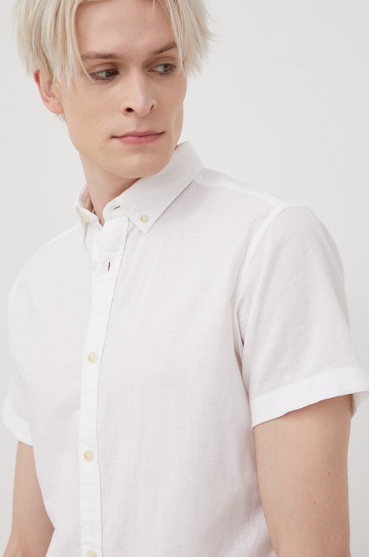 Jack & Jones koszula z domieszką lnu 12196821.White biały