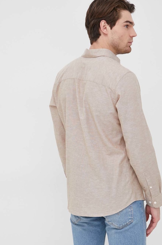 Selected Homme koszula z domieszką lnu brązowy 16078867.Kelp