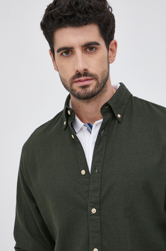 Selected Homme Koszula bawełniana bawełna zielony 16074464.DarkestSp1