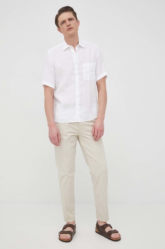 Odzież Marc O'Polo koszula lniana M23742841034 biały