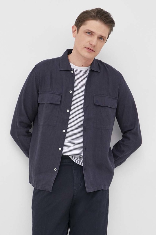 Marc O'Polo koszula lniana regular granatowy M23742842392