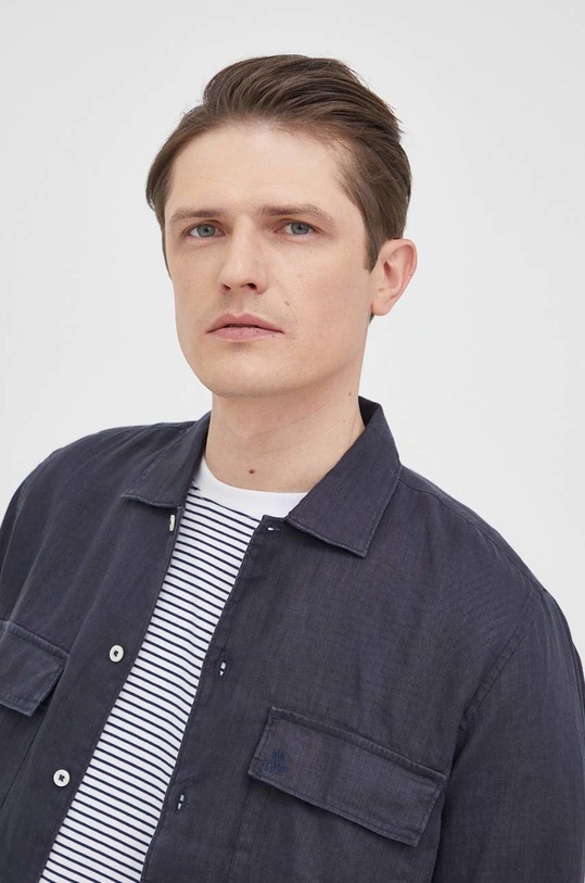 Marc O'Polo koszula lniana M23742842392 granatowy