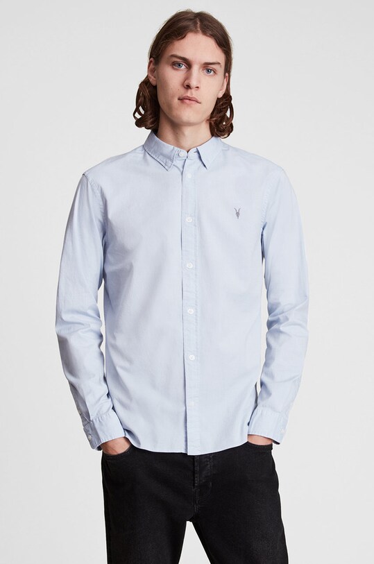 AllSaints koszula HAWTHORNE LS SHIRT z elastanem niebieski MS255U