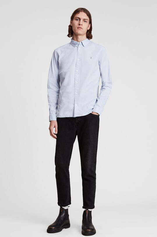 Odzież AllSaints koszula HAWTHORNE LS SHIRT MS255U niebieski