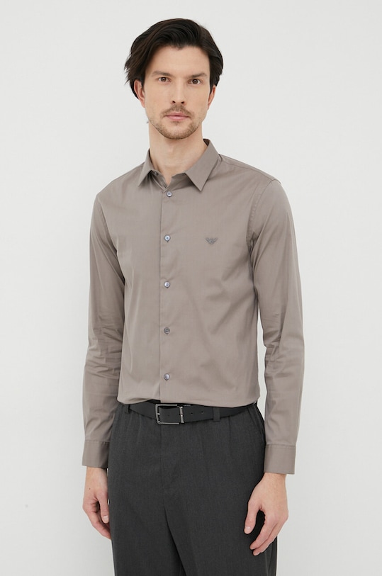 Emporio Armani koszula z elastanem brązowy 8N1C09.1NI9Z.NOS