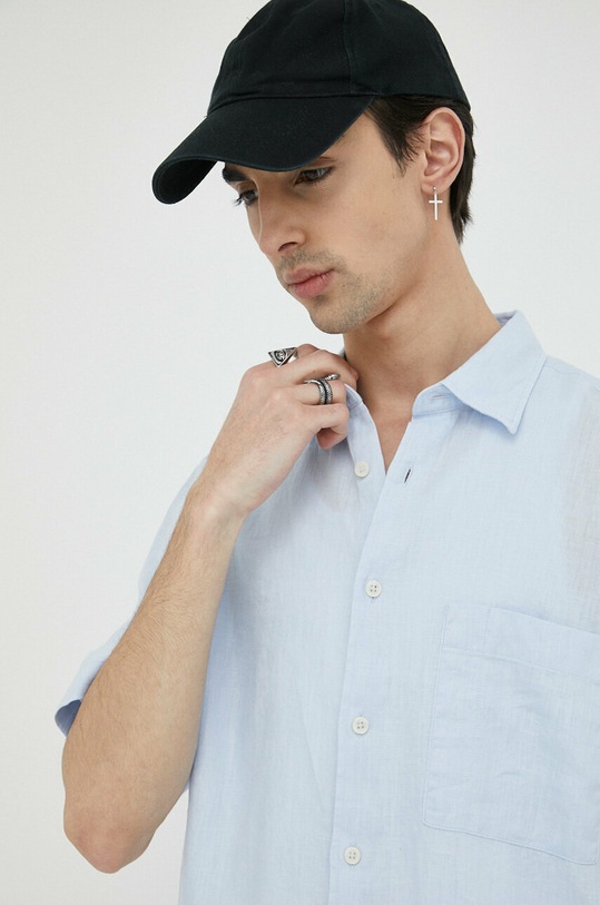 Marc O'Polo koszula lniana M23742841018 niebieski