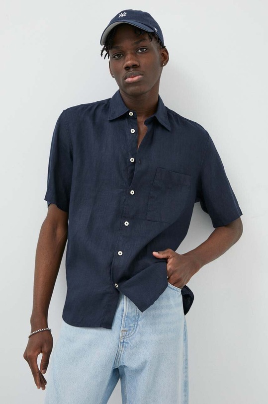 Marc O'Polo koszula lniana granatowy M23742841018