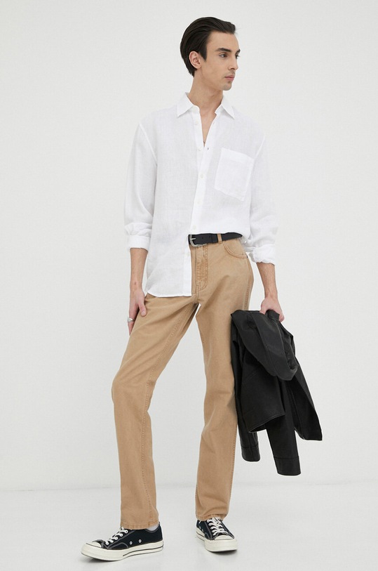 Odzież Marc O'Polo koszula lniana M23742842158 biały