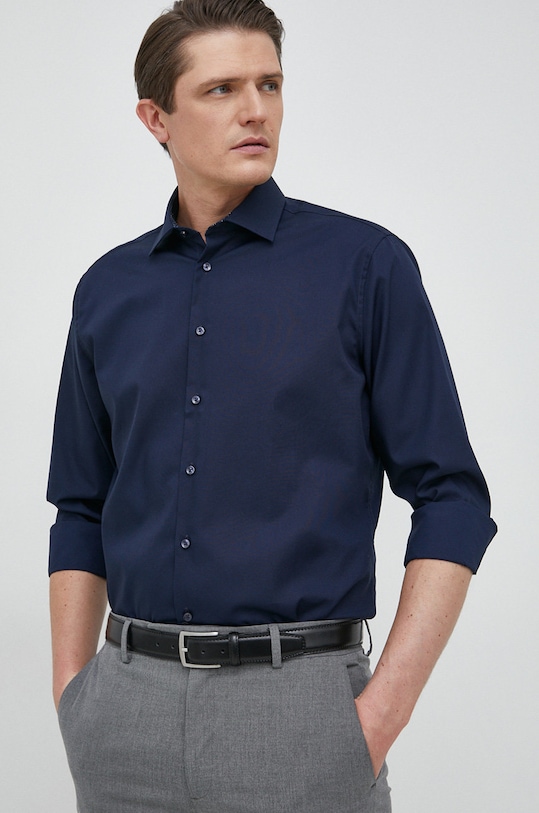 Odzież Seidensticker koszula bawełniana Shaped 01.293690 granatowy