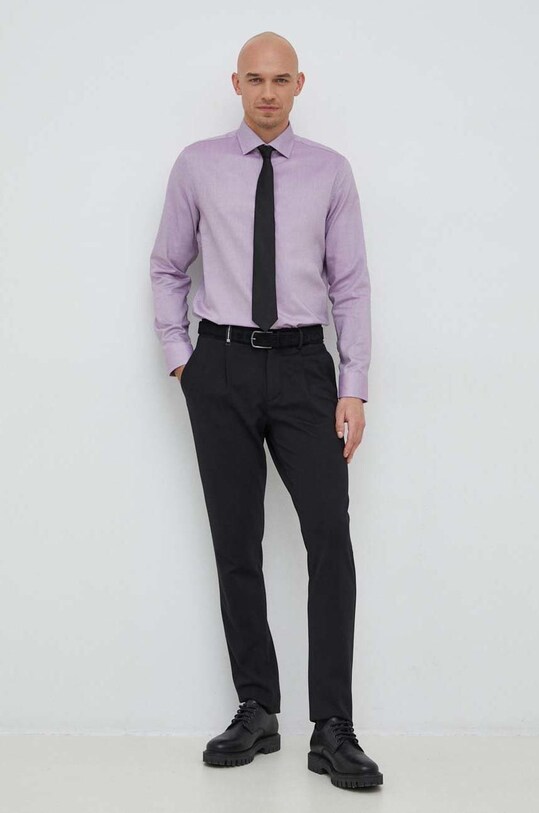 Seidensticker koszula bawełniana 01.693650 fioletowy AA00