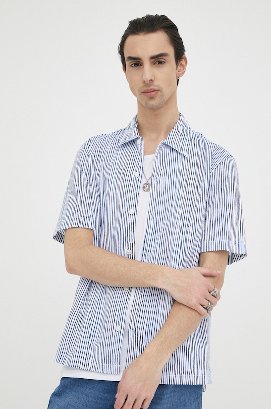 Marc O'Polo koszula bawełniana wzorzyste niebieski M24735441040