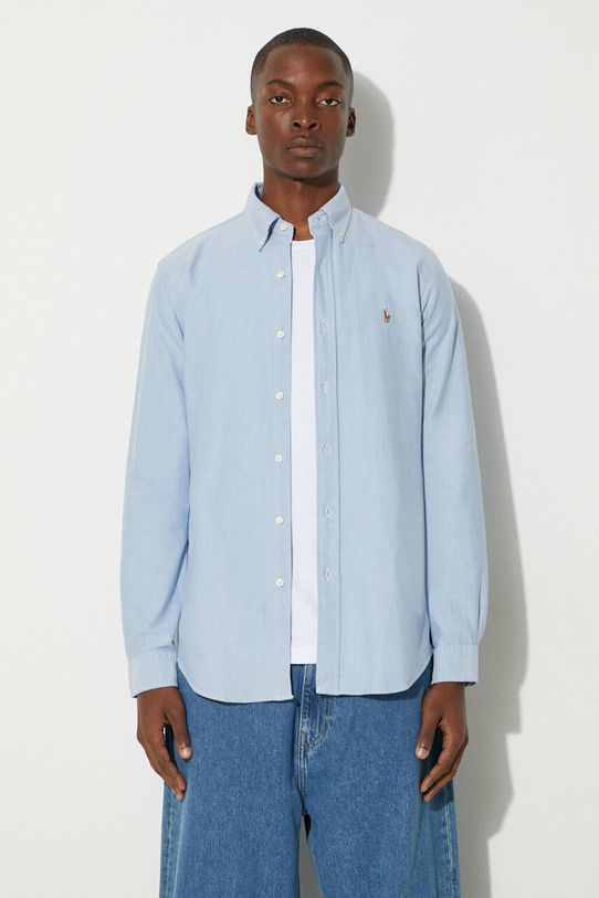 Polo Ralph Lauren camicia in cotone regolare blu 710792041