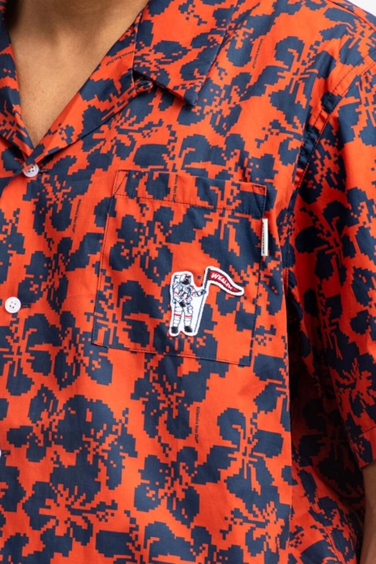 Βαμβακερό πουκάμισο Billionaire Boys Club Hibiscus Camo S/S Bowling Shirt κόκκινο B22216