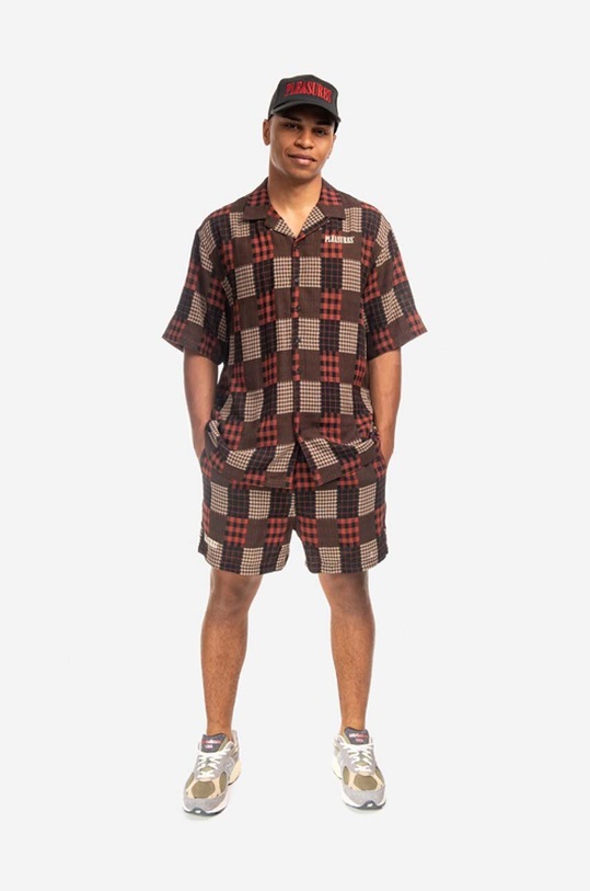 PLEASURES cotton shirt P22SU031 brown AA00