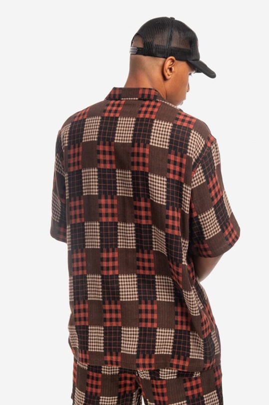 Clothing PLEASURES cotton shirt P22SU031 brown