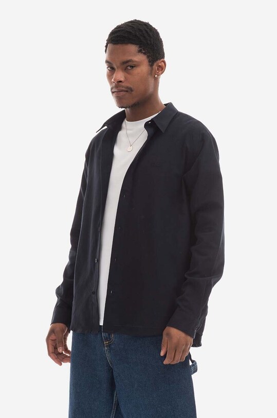 Βαμβακερό πουκάμισο A.P.C. Chemise Vincent κανονικό σκούρο μπλε COEUT.H12426