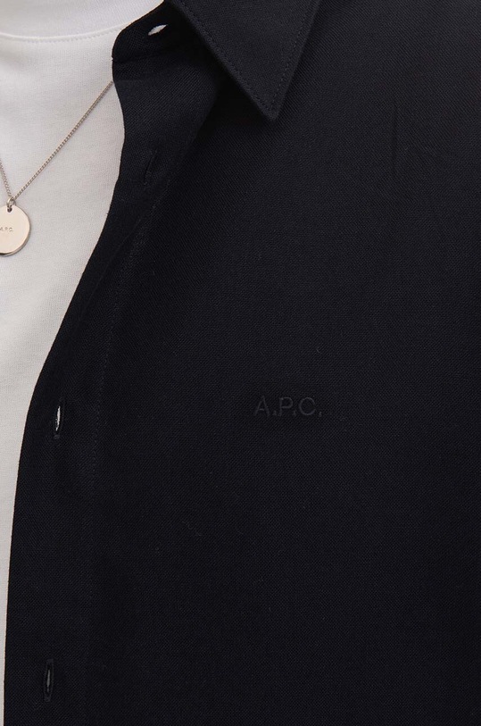 Βαμβακερό πουκάμισο A.P.C. Chemise Vincent σκούρο μπλε COEUT.H12426
