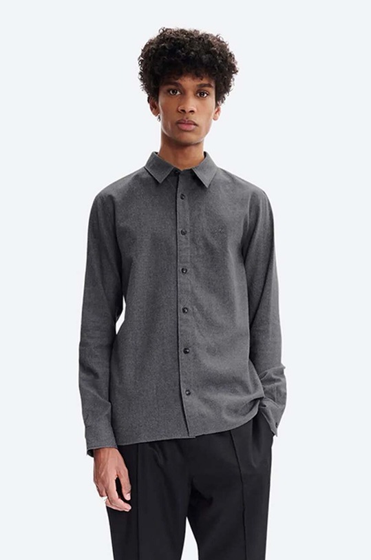 A.P.C. cămașă din bumbac Chemise Vincent lung gri COEUT.H12426