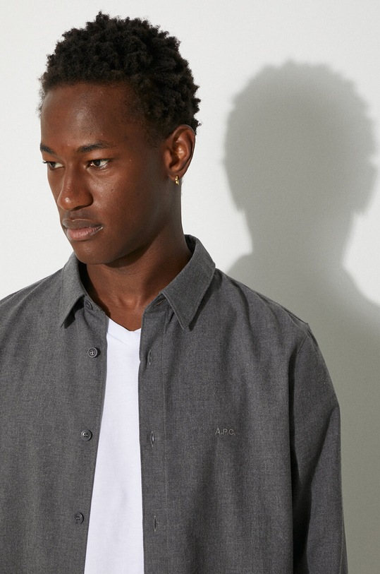 A.P.C. cotton shirt Chemise Vincent COEUT-H12426 GREY HEATHER COEUT.H12426 gray