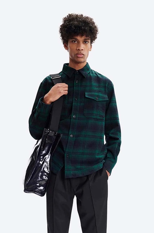 A.P.C. wool shirt Surchemise Leo classic green WVBAU.H02698