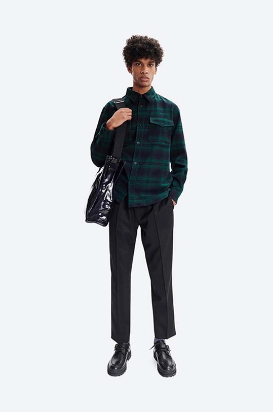 A.P.C. wool shirt Surchemise Leo WVBAU.H02698 green AA00